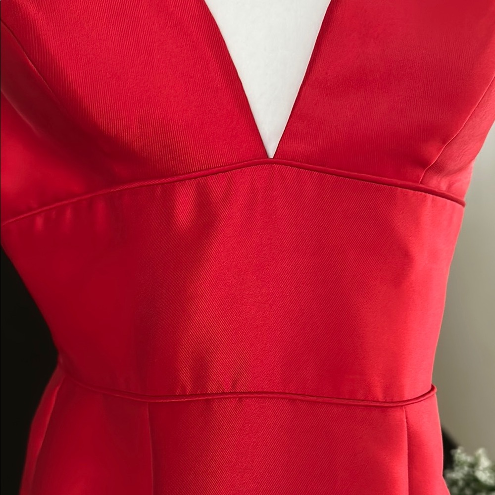 Sherri Hill Red Pleated Halter Prom Gown - Picture 12 of 15